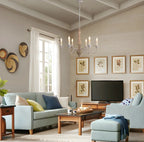 Lampadario classico in legno a 6 luci con candelabro e catena di montaggio