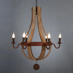Lustre candélabre rustique en bois sans abat-jour