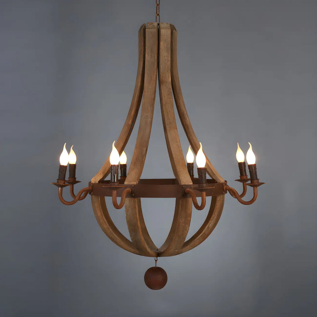 Lustre candélabre rustique en bois sans abat-jour