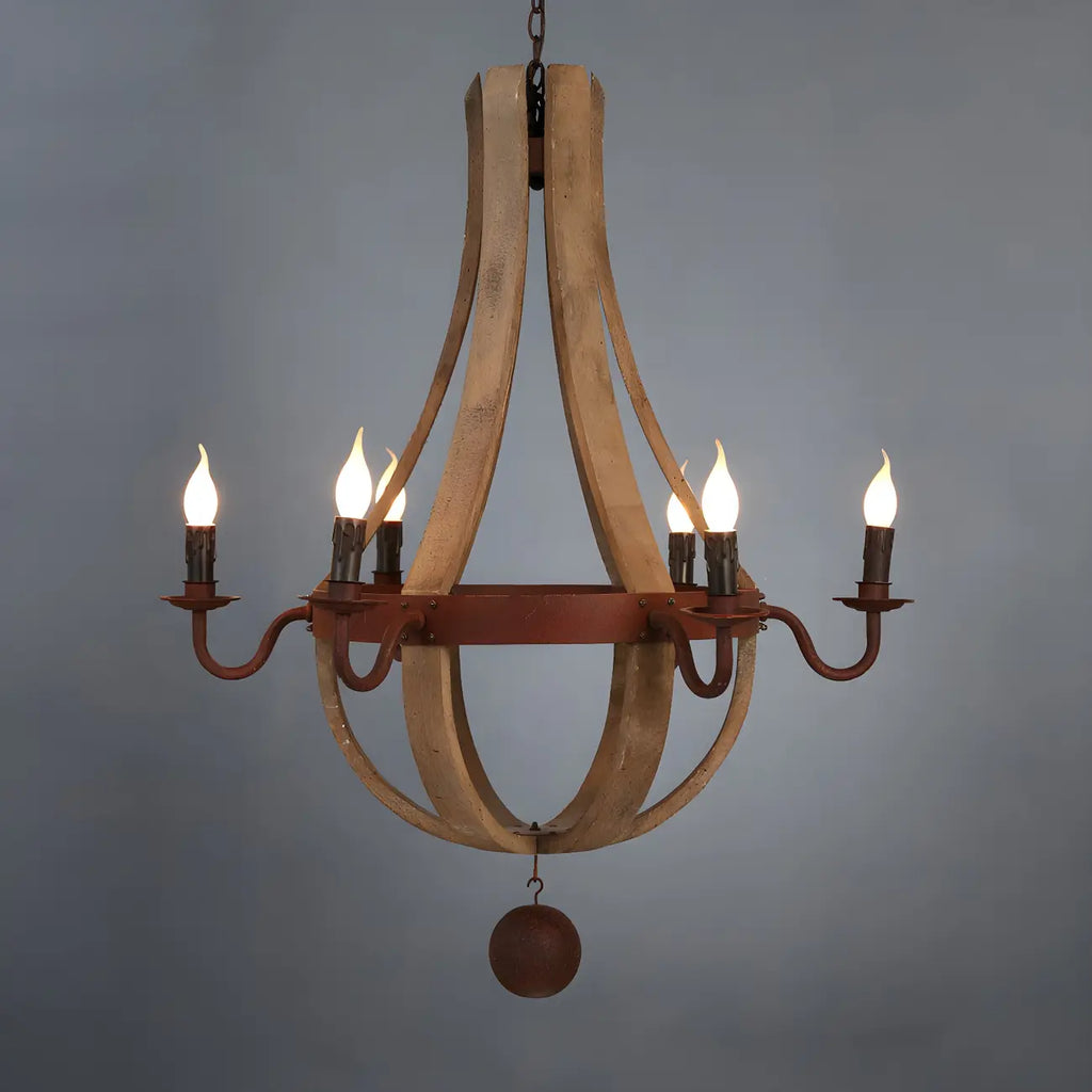 Lustre candélabre rustique en bois sans abat-jour