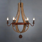 Lustre candélabre rustique en bois sans abat-jour