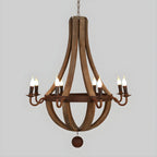 Lustre candélabre rustique en bois sans abat-jour