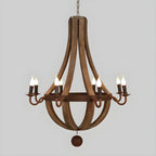 Lustre candélabre rustique en bois sans abat-jour