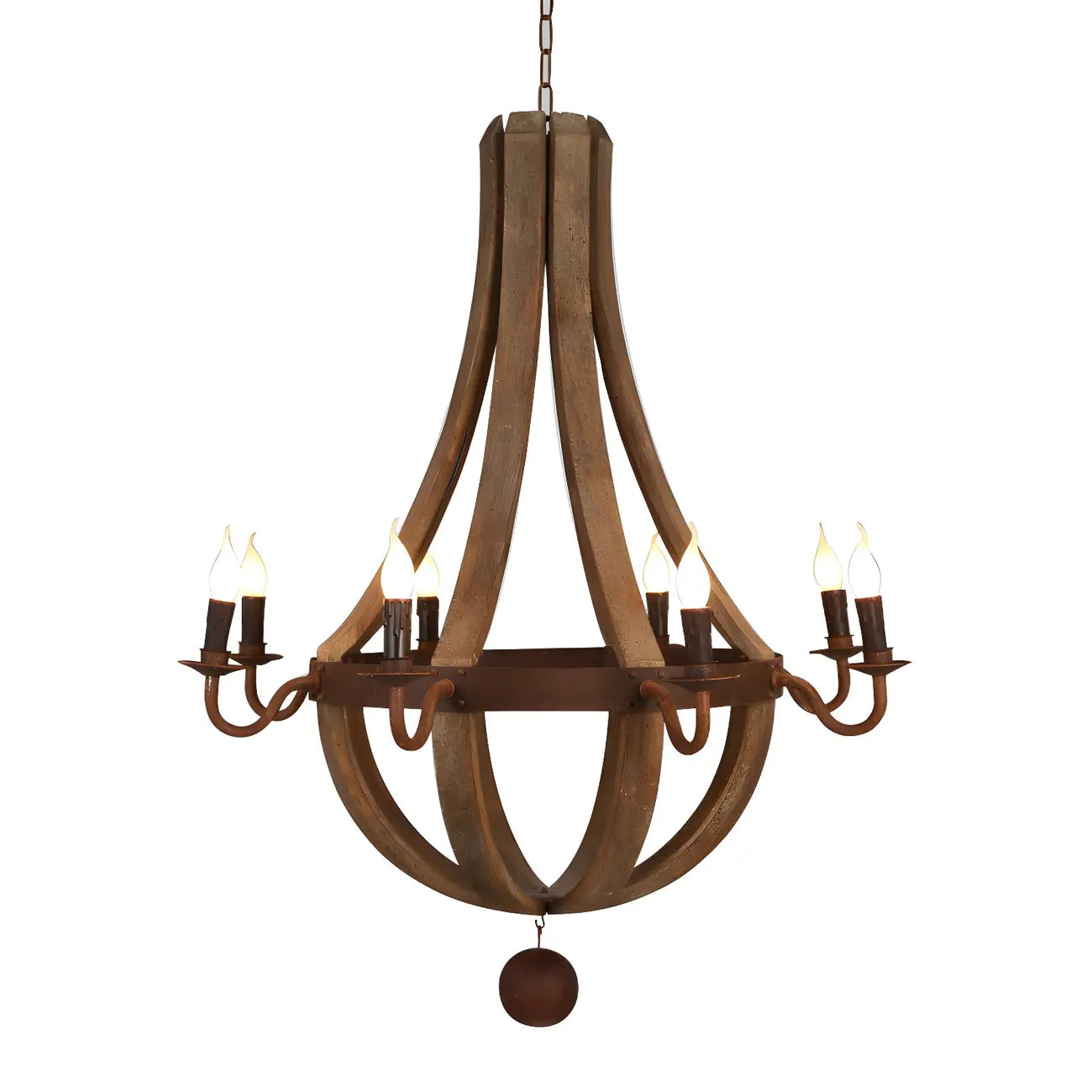 Lustre candélabre rustique en bois sans abat-jour