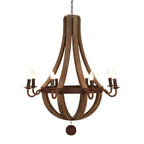 Lustre candélabre rustique en bois sans abat-jour
