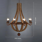 Lustre candélabre rustique en bois sans abat-jour