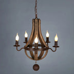 Lustre candélabre rustique en bois sans abat-jour
