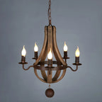 Lustre candélabre rustique en bois sans abat-jour