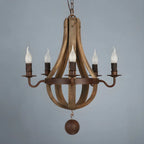 Lustre candélabre rustique en bois sans abat-jour