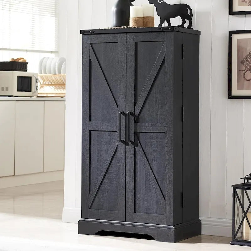 47 Armadietto da Cucina Dispensa, Mobile Contenitore con Ante Scorrevoli Stile Fienile - N/D
