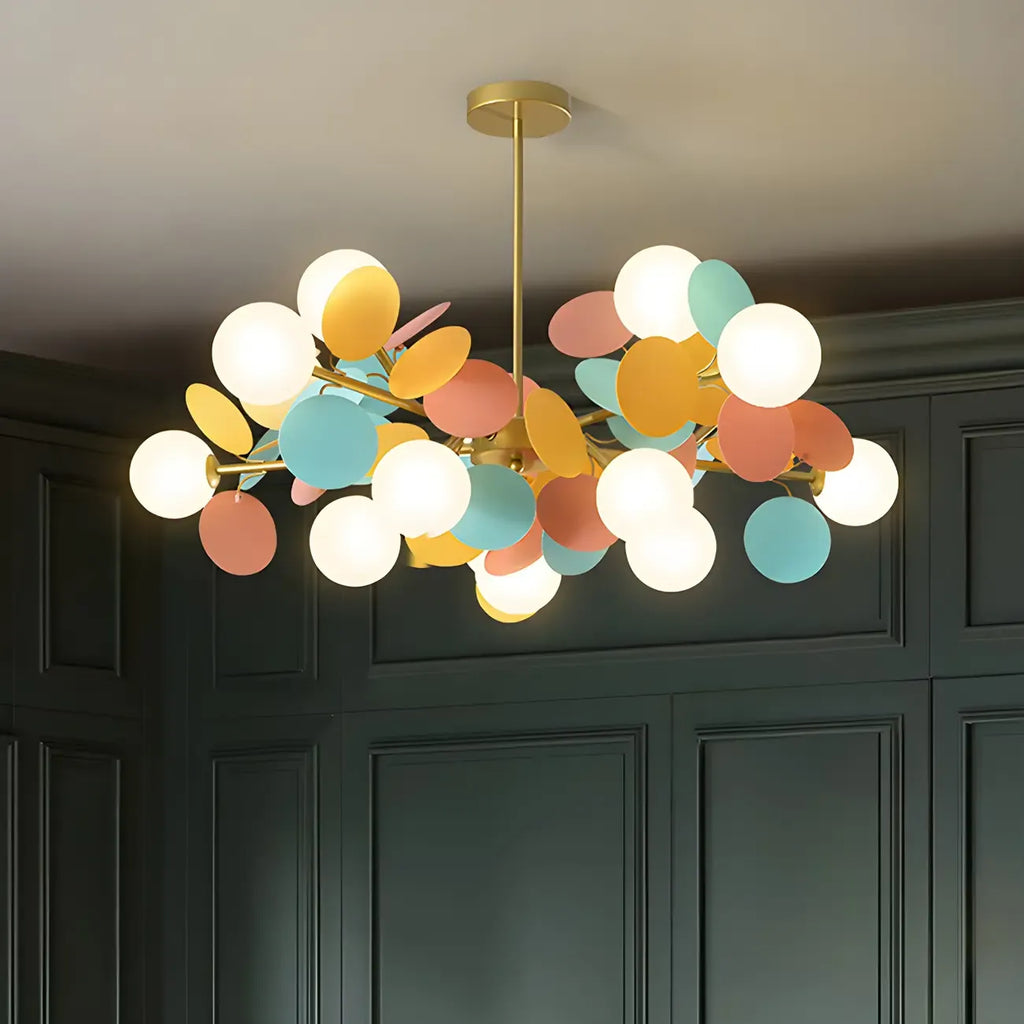 Lustre en verre et métal à sphère pastel en forme d'étoile