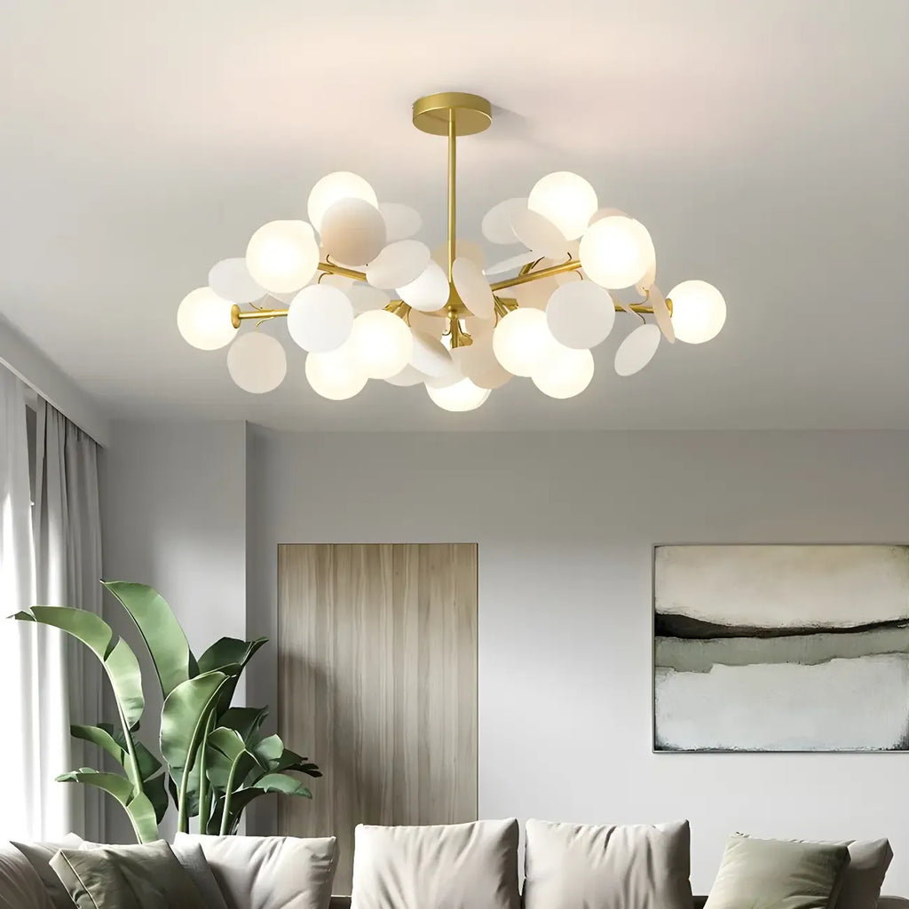 Lustre en verre et métal à sphère pastel en forme d'étoile
