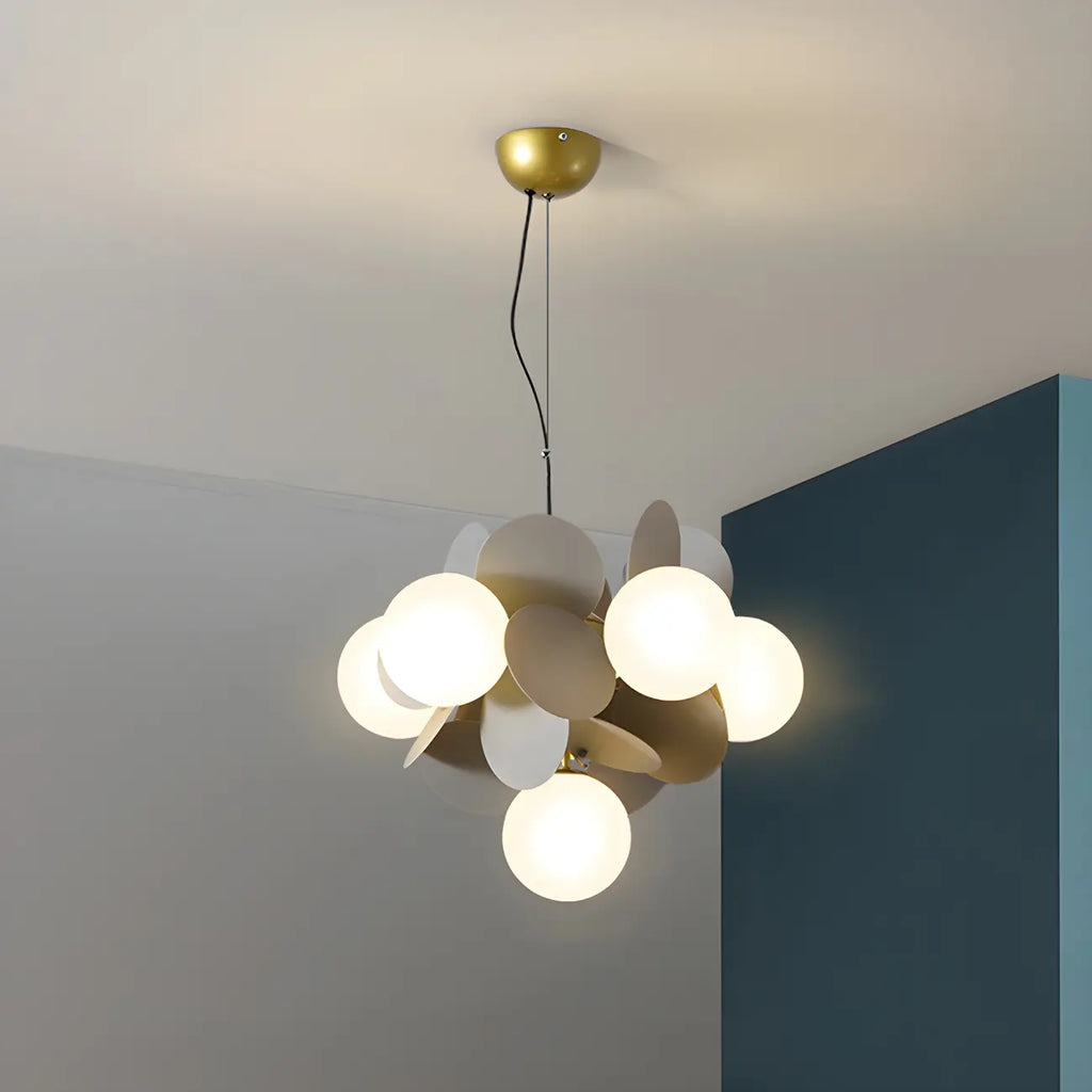 Lustre en verre et métal à sphère pastel en forme d'étoile