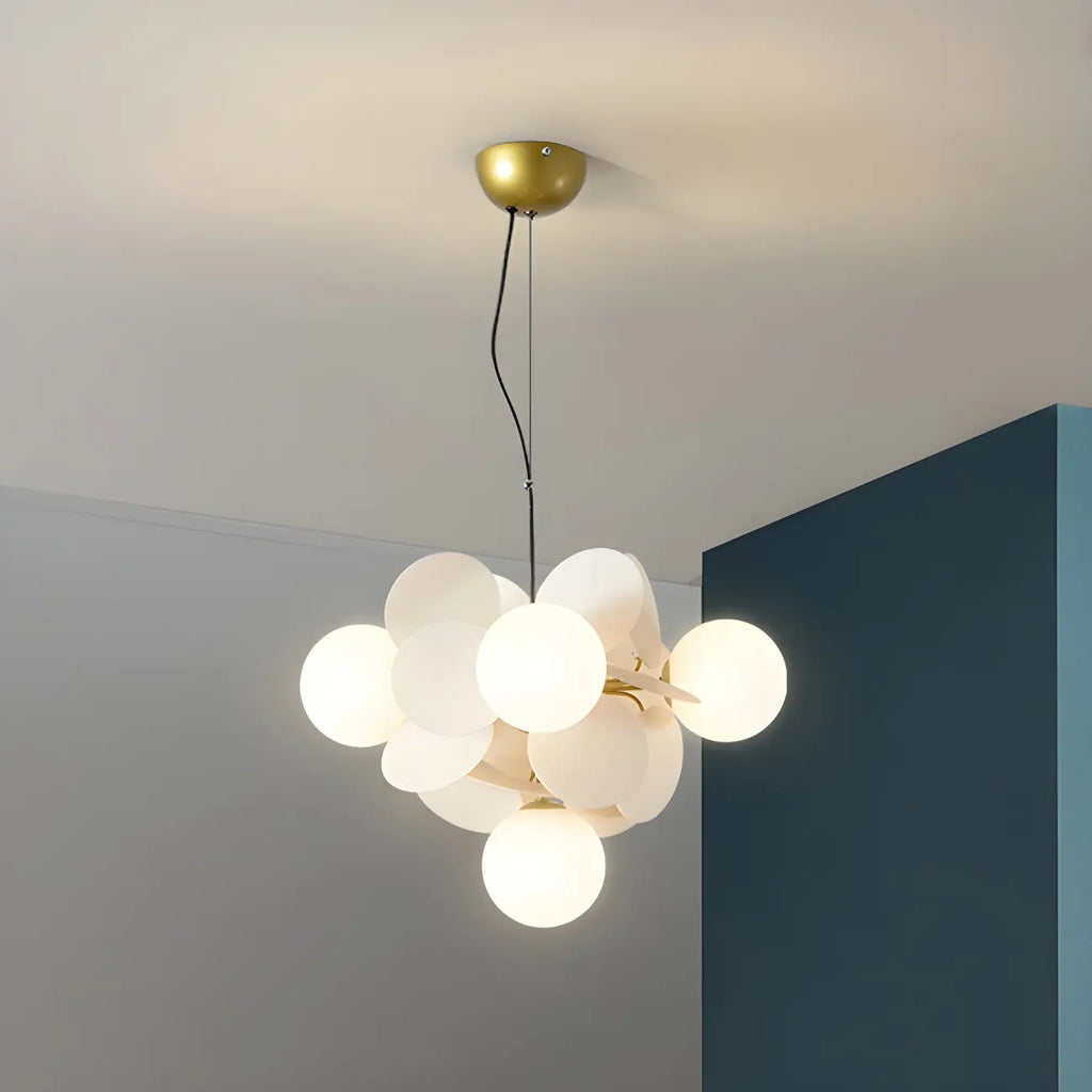 Lustre en verre et métal à sphère pastel en forme d'étoile