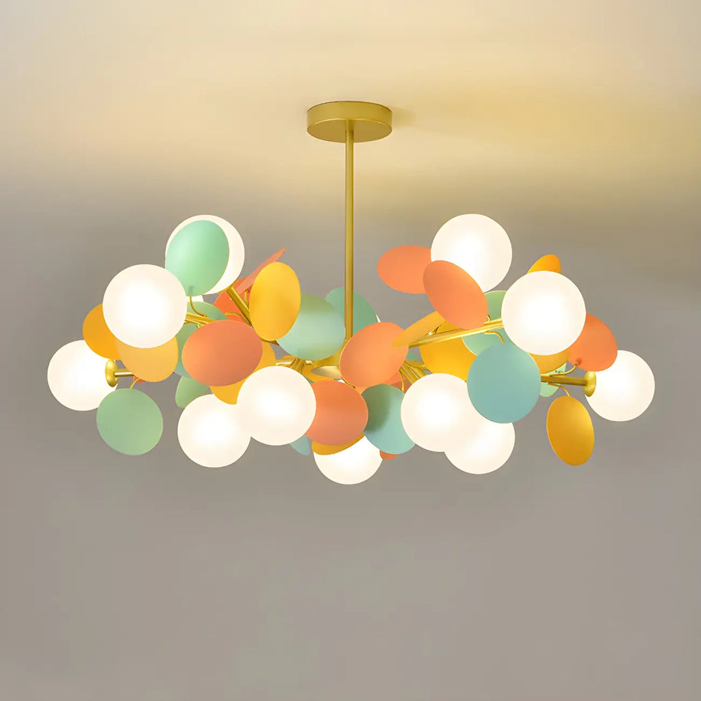 Lustre en verre et métal à sphère pastel en forme d'étoile