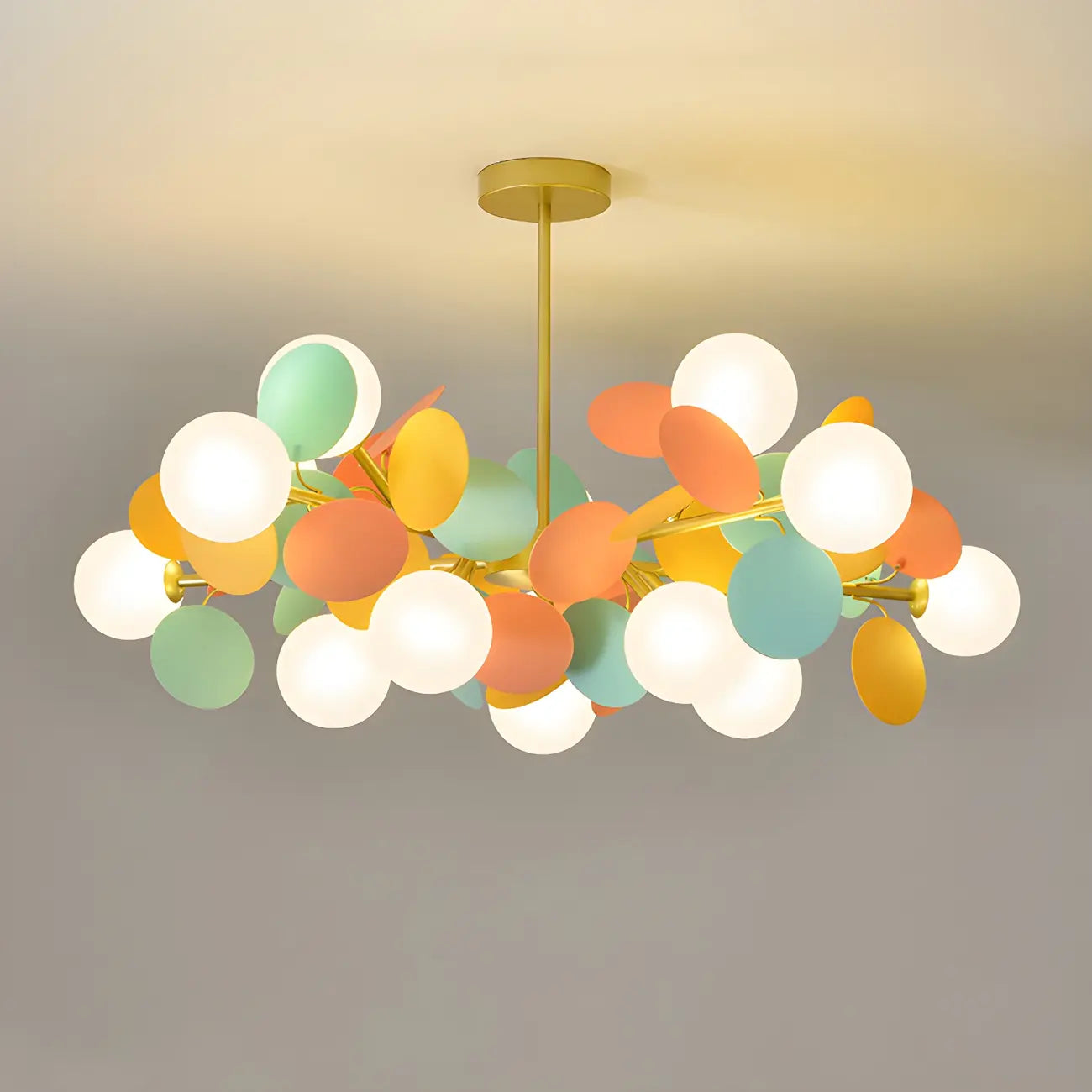 Lustre en verre et métal à sphère pastel en forme d'étoile