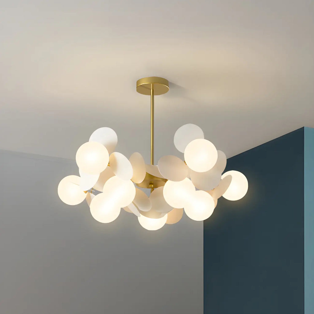 Lustre en verre et métal à sphère pastel en forme d'étoile