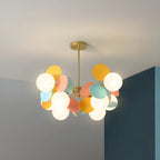 Lustre en verre et métal à sphère pastel en forme d'étoile