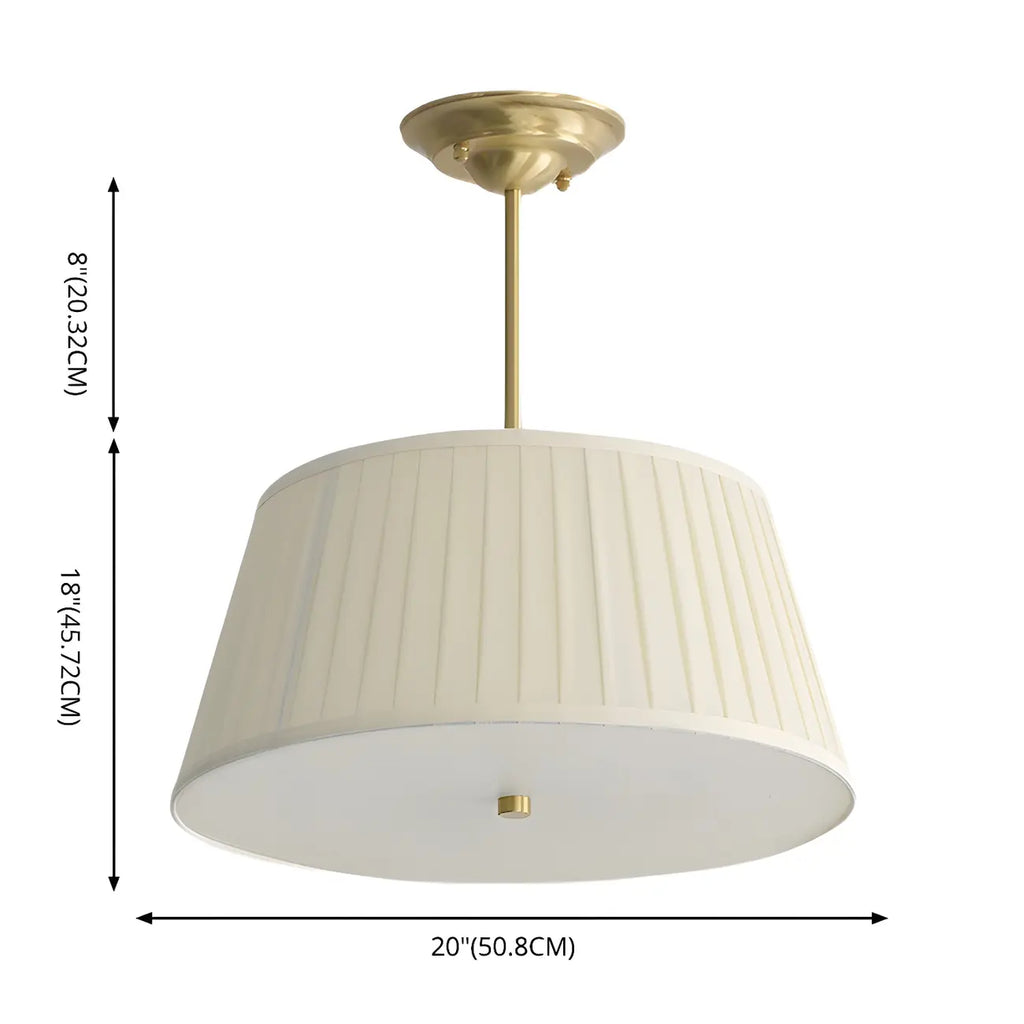 Lustre minimaliste en métal plissé avec abat-jour