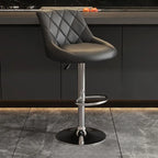 Tabouret de bar pivotant capitonné à losanges, réglable, en cuir PU noir et rouge