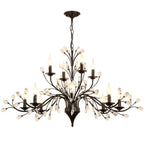 Lampadario a candelabro moderno ed elegante con rami neri e cristalli