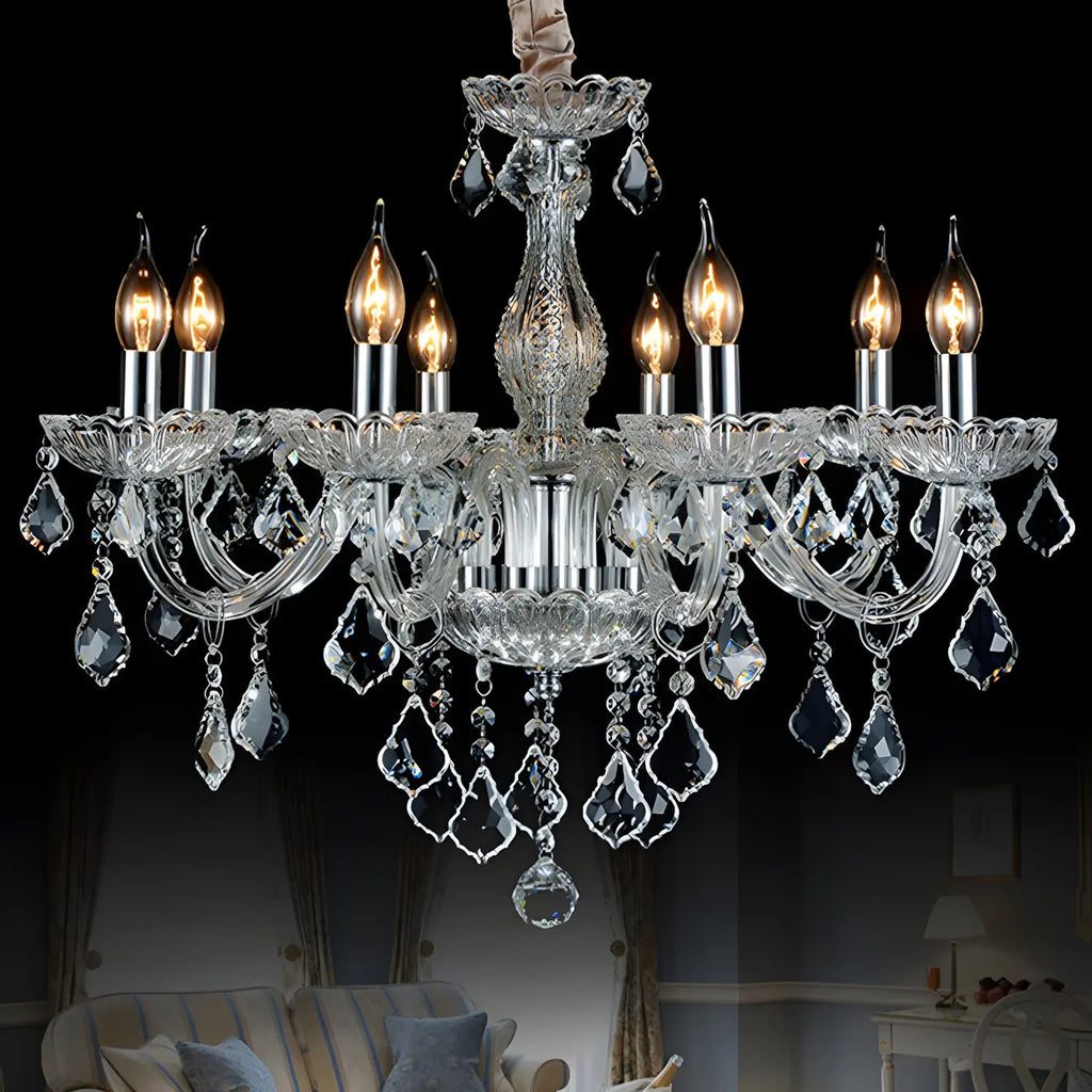 Lustre candélabre en cristal de style moderne du milieu du siècle