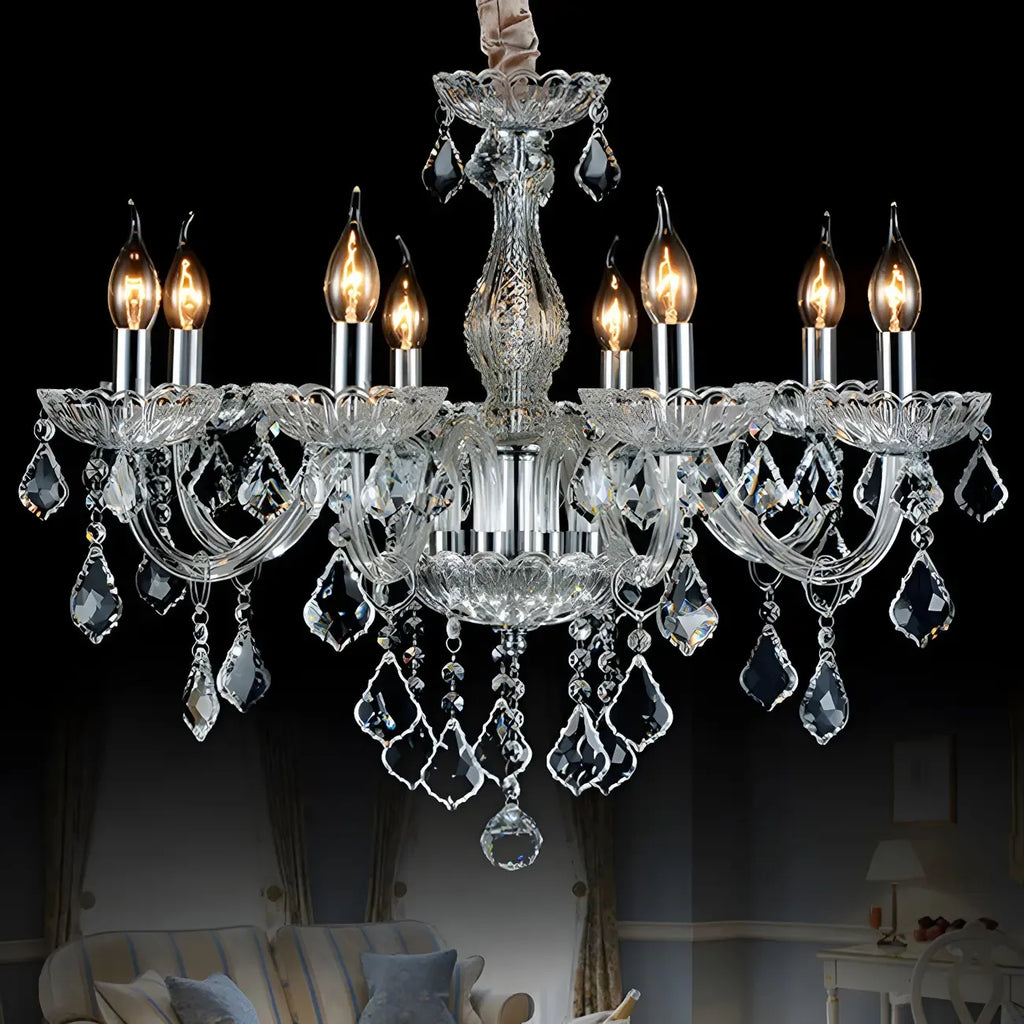 Lustre candélabre en cristal de style moderne du milieu du siècle