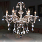 Lustre candélabre en cristal de style moderne du milieu du siècle