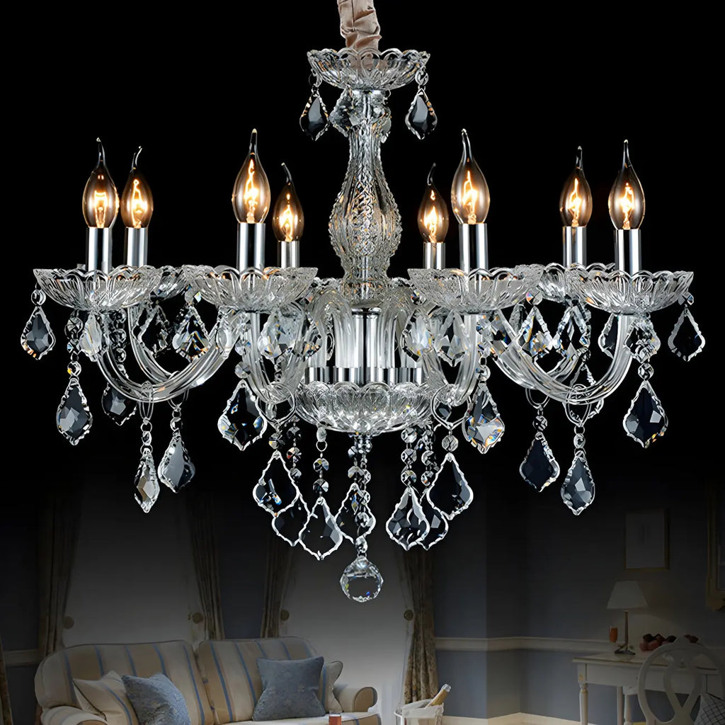 Lustre candélabre en cristal de style moderne du milieu du siècle