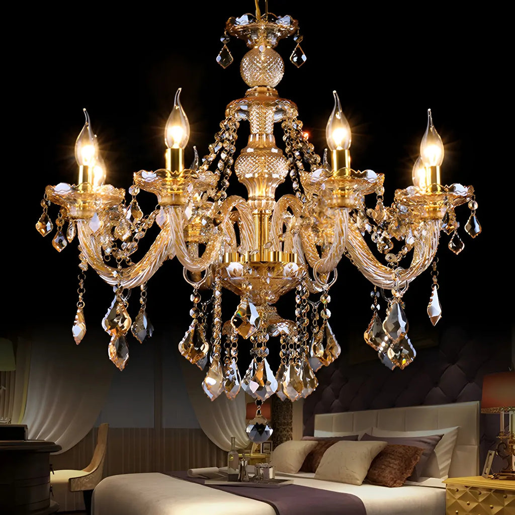 Lustre candélabre en cristal de style moderne du milieu du siècle