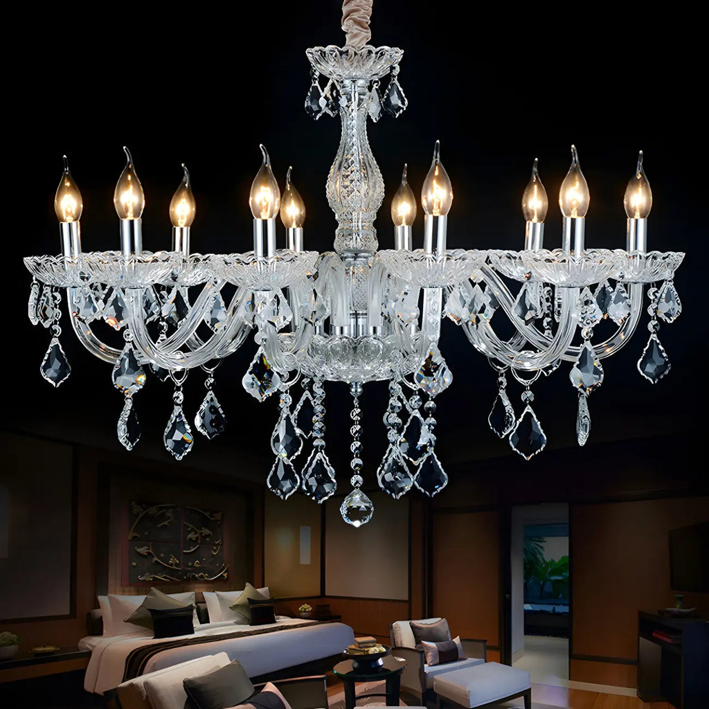 Lustre candélabre en cristal de style moderne du milieu du siècle