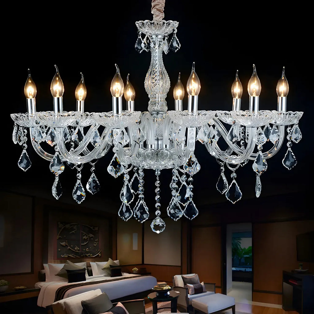 Lustre candélabre en cristal de style moderne du milieu du siècle