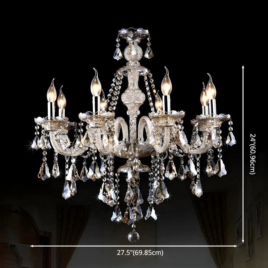 Lustre candélabre en cristal de style moderne du milieu du siècle