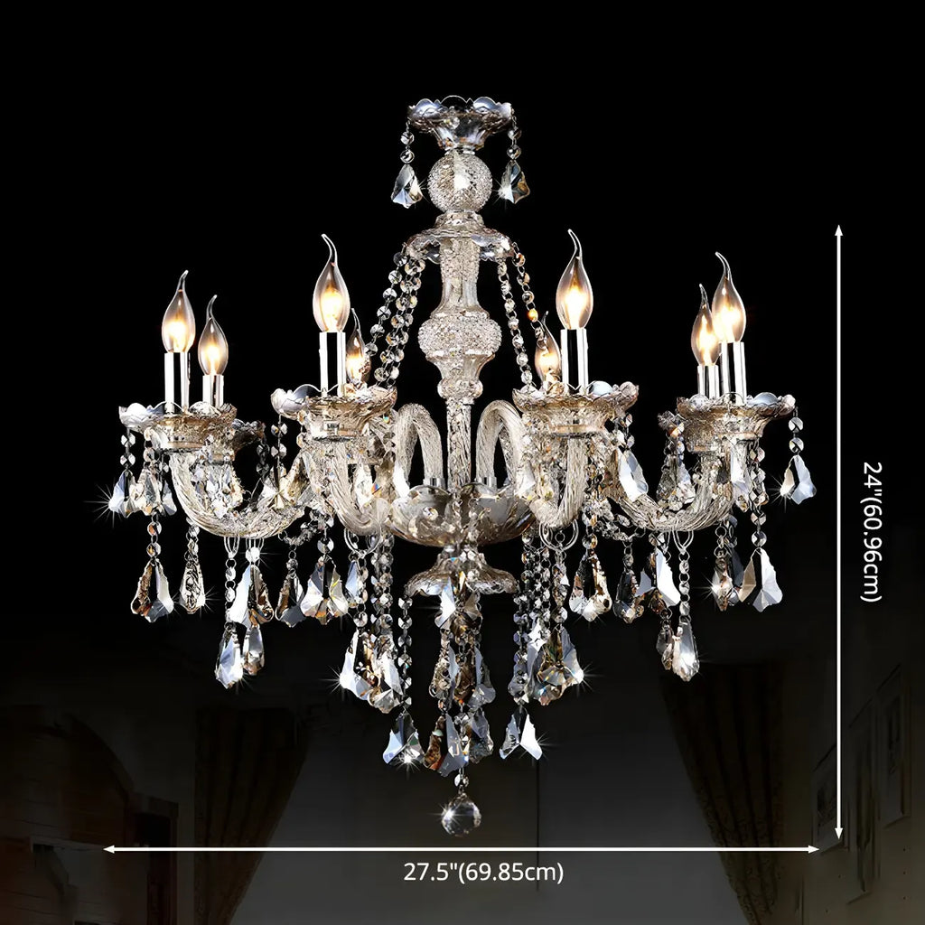 Lustre candélabre en cristal de style moderne du milieu du siècle