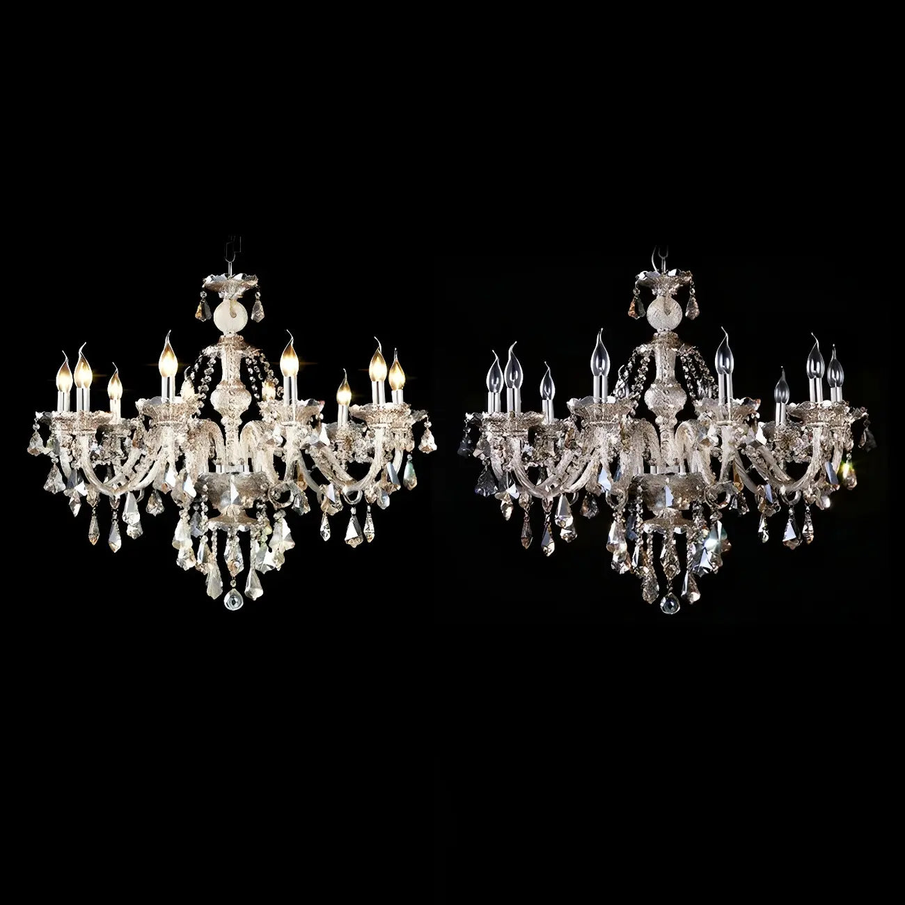 Lustre candélabre en cristal de style moderne du milieu du siècle