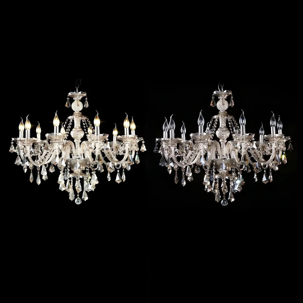 Lustre candélabre en cristal de style moderne du milieu du siècle