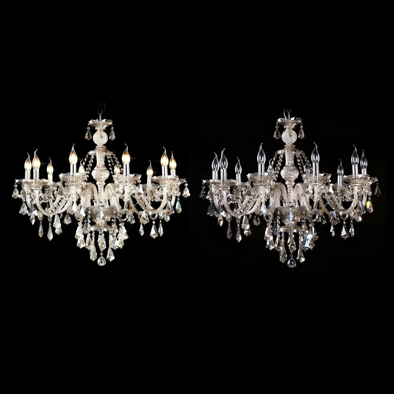 Lustre candélabre en cristal de style moderne du milieu du siècle