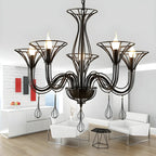 Lustre moderne en métal noir au design incurvé