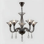 Lustre moderne en métal noir au design incurvé