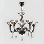 Lustre moderne en métal noir au design incurvé