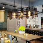 Lustre industriel en métal noir pour cuisine