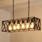Lustre industriel en métal noir pour cuisine