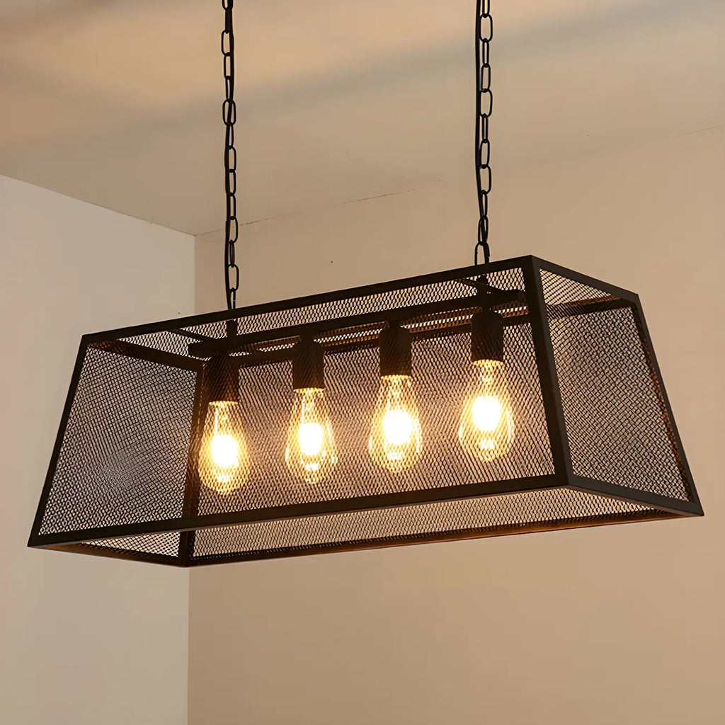 Lustre industriel en métal noir pour cuisine