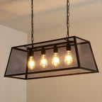 Lustre industriel en métal noir pour cuisine