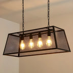 Lustre industriel en métal noir pour cuisine