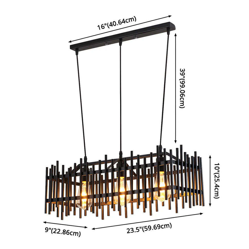 Lustre industriel en métal noir pour cuisine