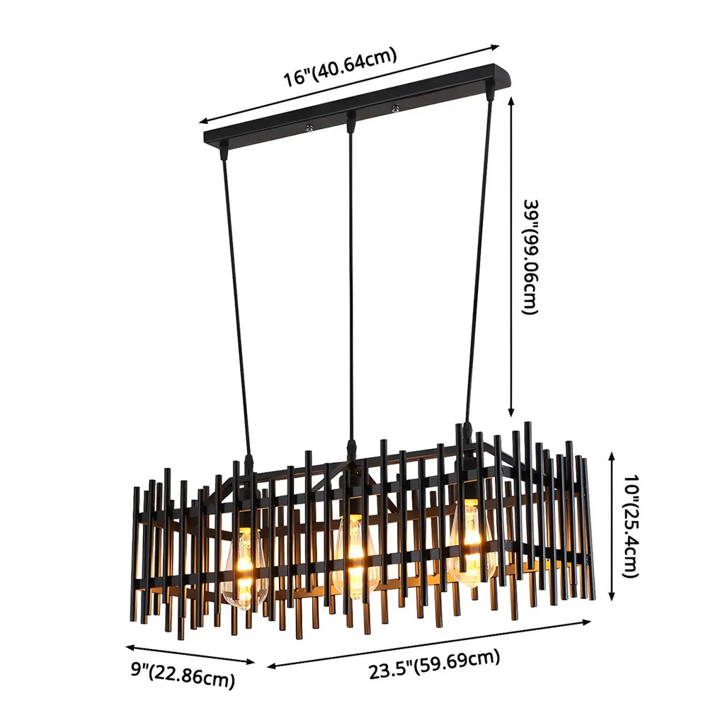 Lustre industriel en métal noir pour cuisine