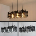 Lustre industriel en métal noir pour cuisine