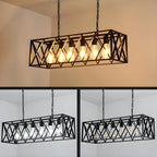 Lustre industriel en métal noir pour cuisine
