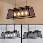 Lustre industriel en métal noir pour cuisine